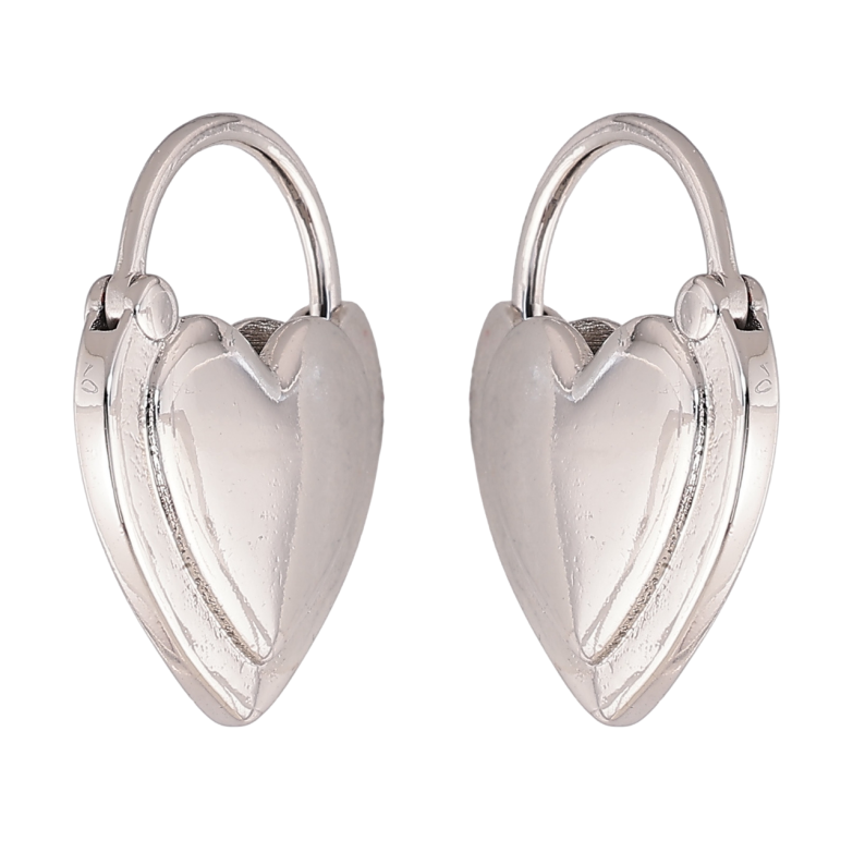 Сережки Xuping колір Родій колечка Сердечка-замочки фото №1