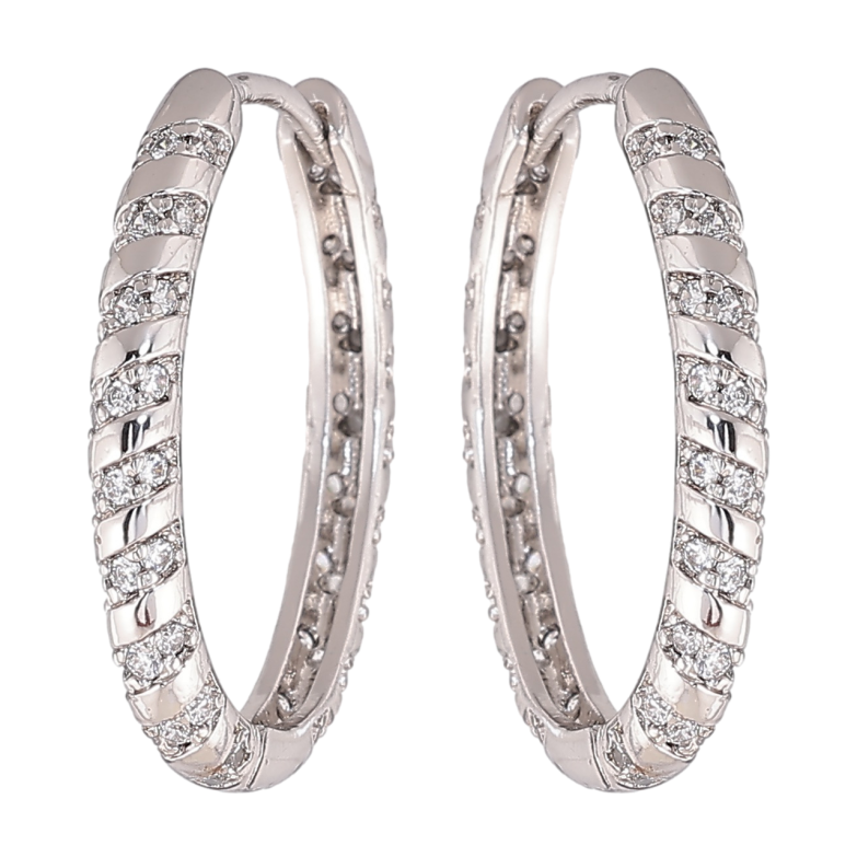 Серьги Xuping цвет Родий колечки Узор с кристаллами фото №1