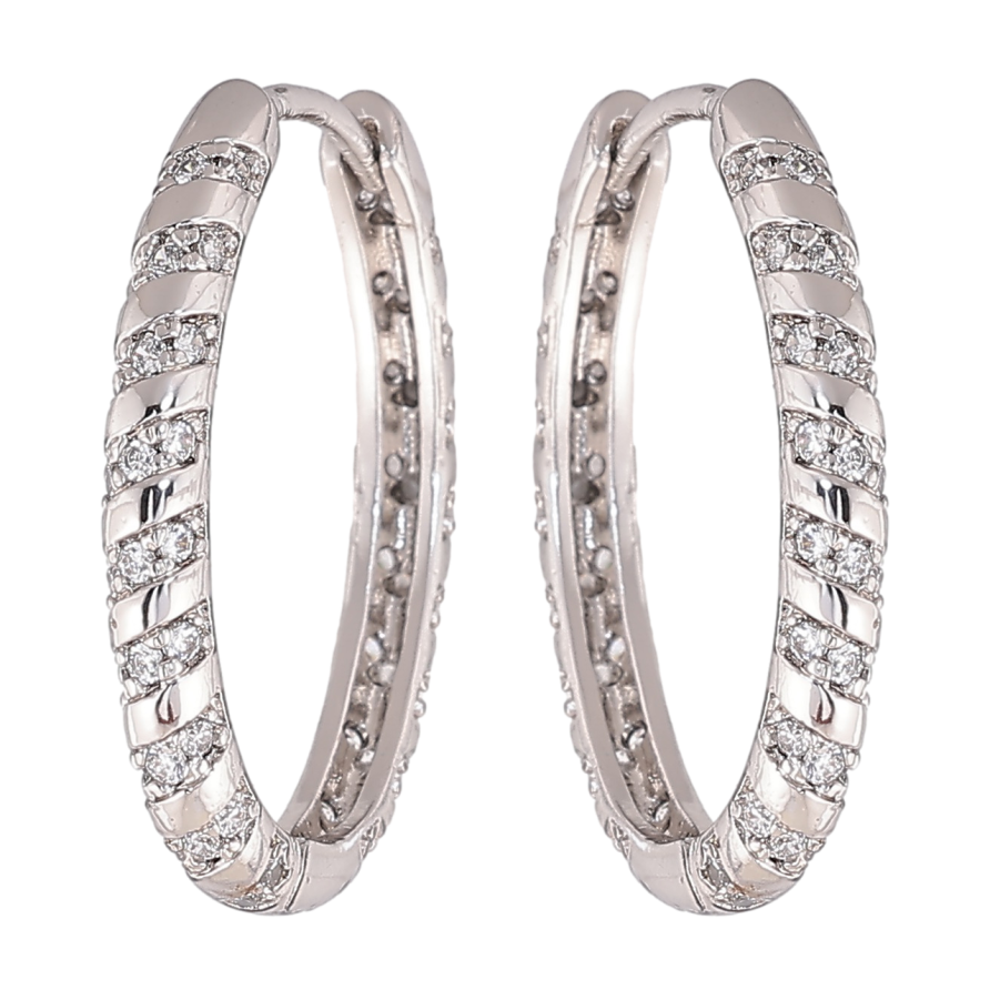 Серьги Xuping цвет Родий колечки Узор с кристаллами фото №1