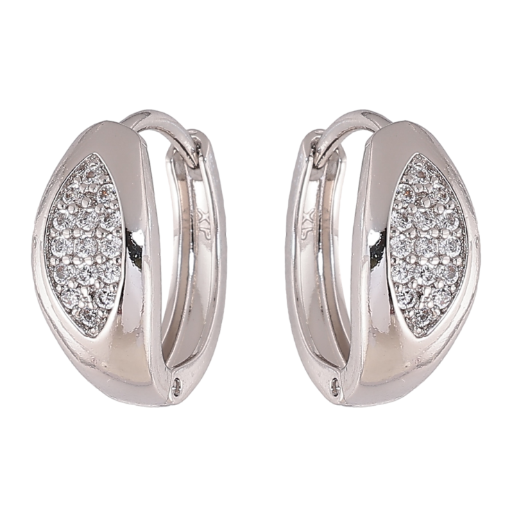 Сережки Xuping колір Родій колечка Візерунок з кристалами фото №21