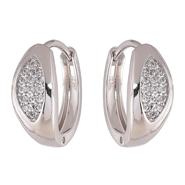 Сережки Xuping колір Родій колечка Візерунок з кристалами фото №1