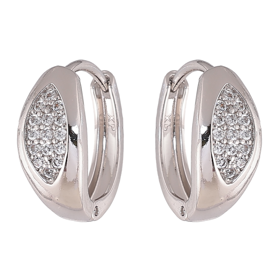 Сережки Xuping колір Родій колечка Візерунок з кристалами фото №1