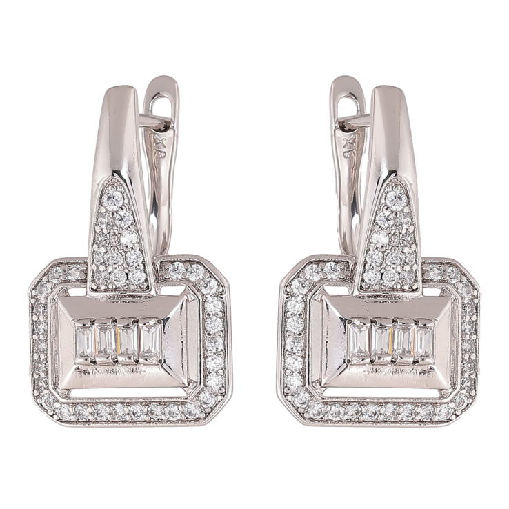 Сережки Xuping колір Родій англійська застібка Візерунок з інкрустацією кристаллами фото №17