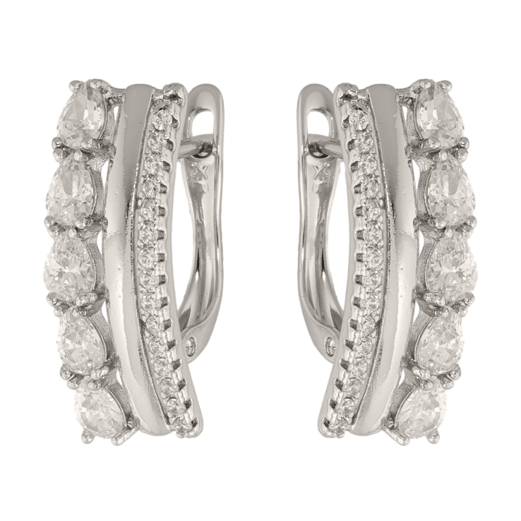Сережки Xuping колір Родій англійська застібка Візерунок з кристалів фото №14