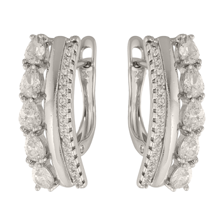 Сережки Xuping колір Родій англійська застібка Візерунок з кристалів фото №1