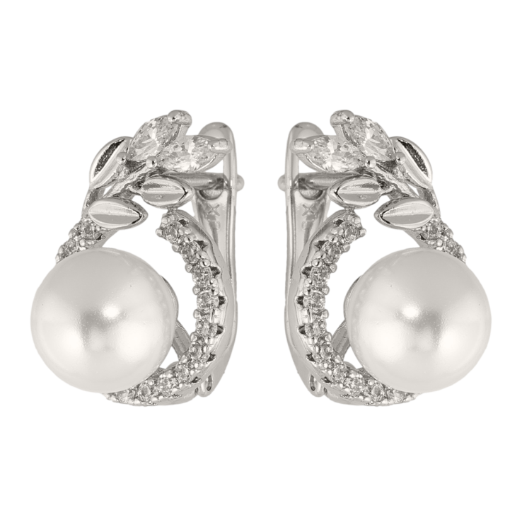 Сережки Xuping колір Родій англійська застібка Перлини в обрамленні гілочок фото №3