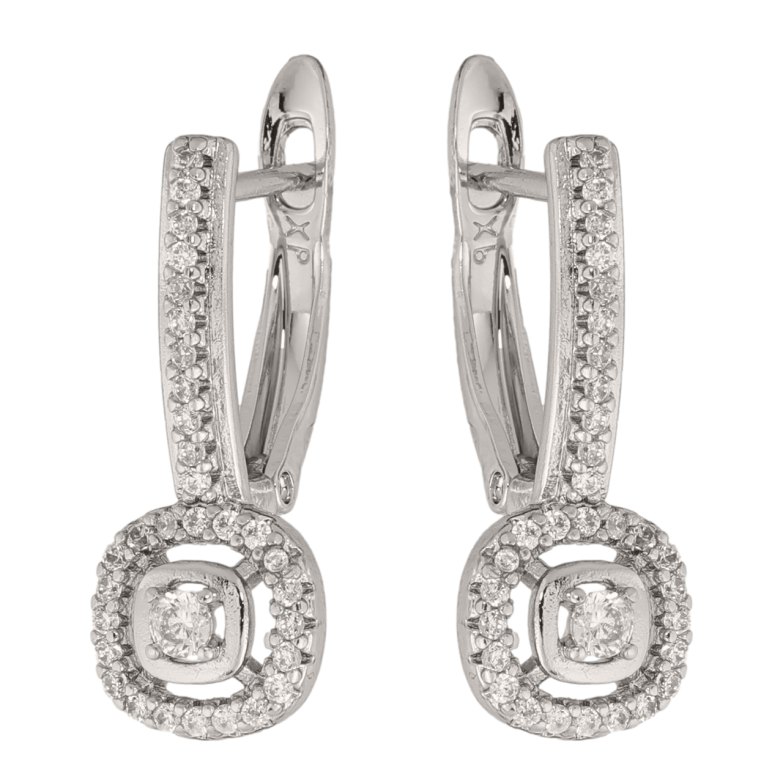 Сережки Xuping колір Родій англійська застібка Інкрустація кристалами фото №5