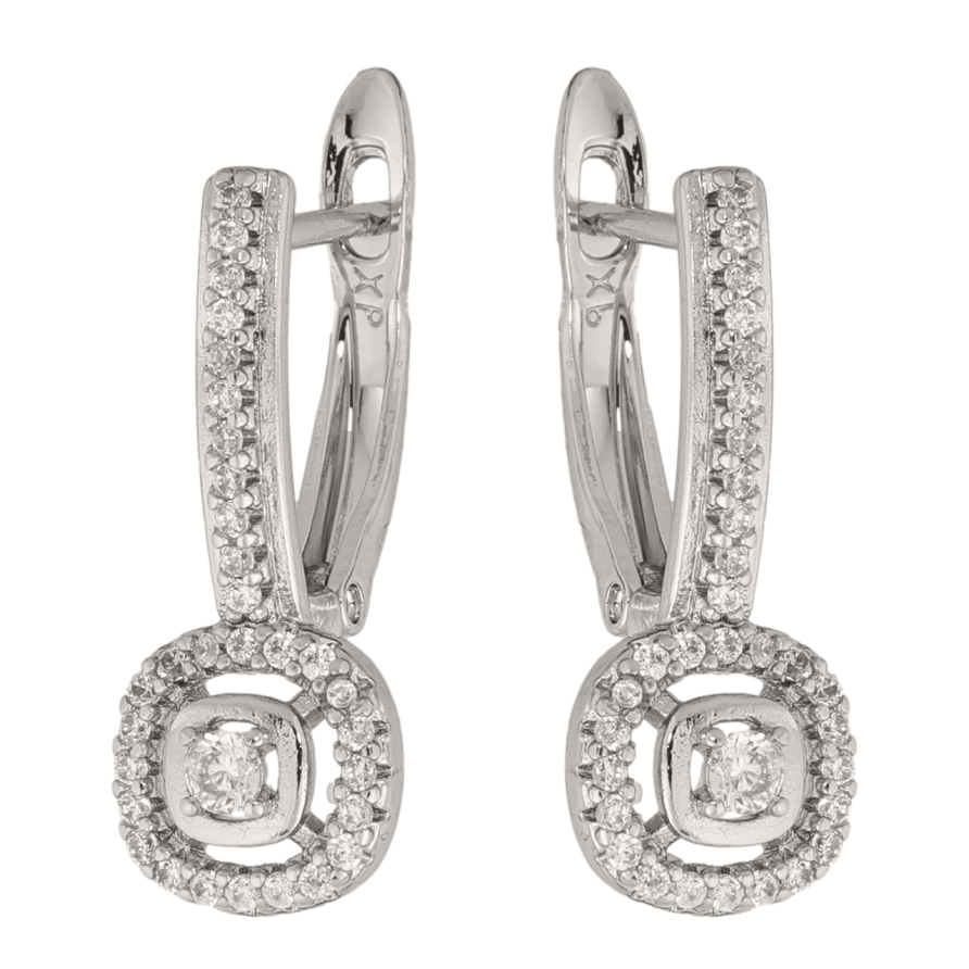 Сережки Xuping колір Родій англійська застібка Інкрустація кристалами фото №1