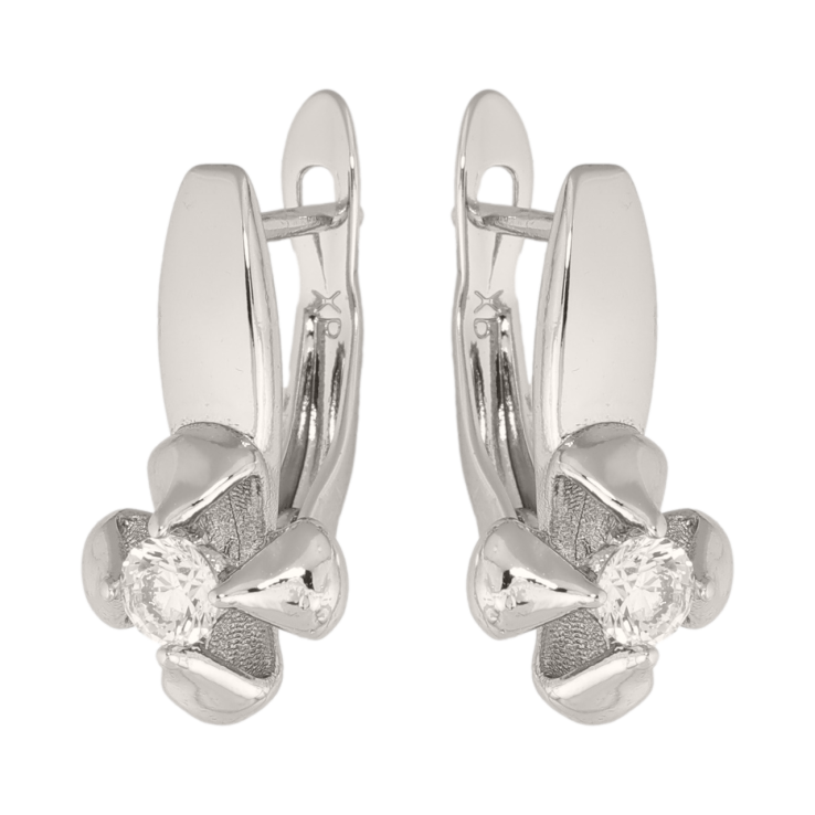 Сережки Xuping колір Родій англійська застібка Квіточки з кристалами фото №14
