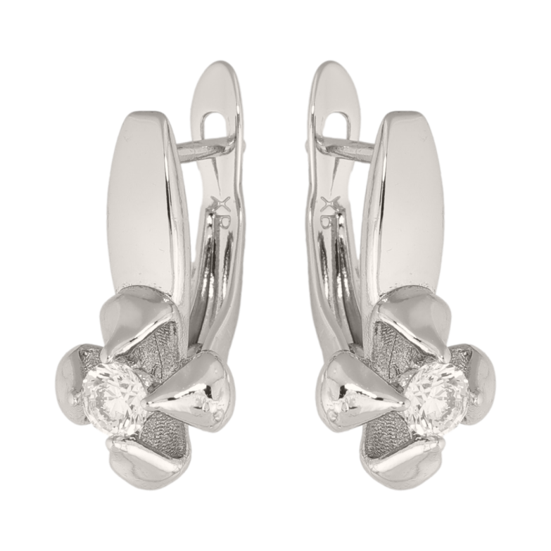 Сережки Xuping колір Родій англійська застібка Квіточки з кристалами фото №1