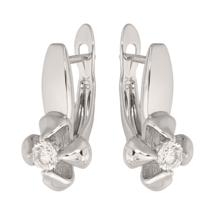 Сережки Xuping колір Родій англійська застібка Квіточки з кристалами фото №1