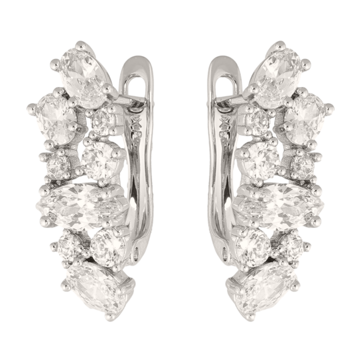 Сережки Xuping колір Родій англійська застібка Інкрустація кристалами фото №11