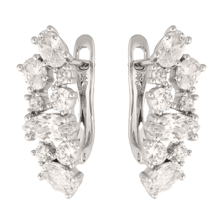 Сережки Xuping колір Родій англійська застібка Інкрустація кристалами фото №1