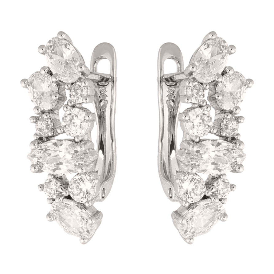Сережки Xuping колір Родій англійська застібка Інкрустація кристалами фото №1