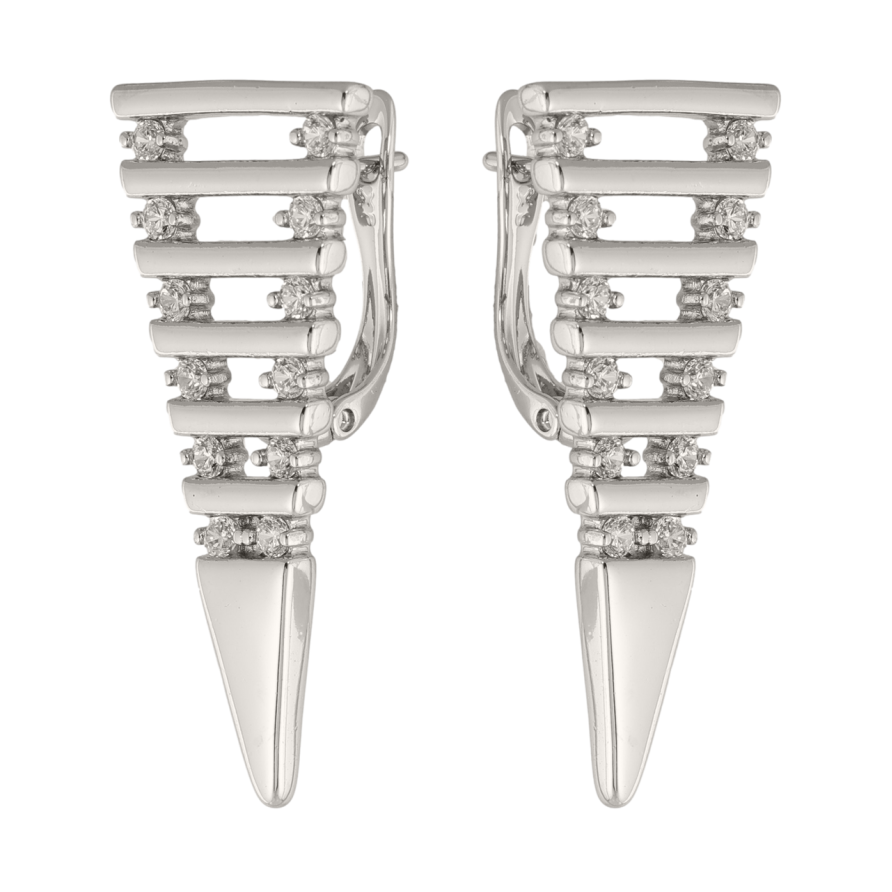 Сережки Xuping колір Родій англійська застібка Інкрустація кристалами фото №1