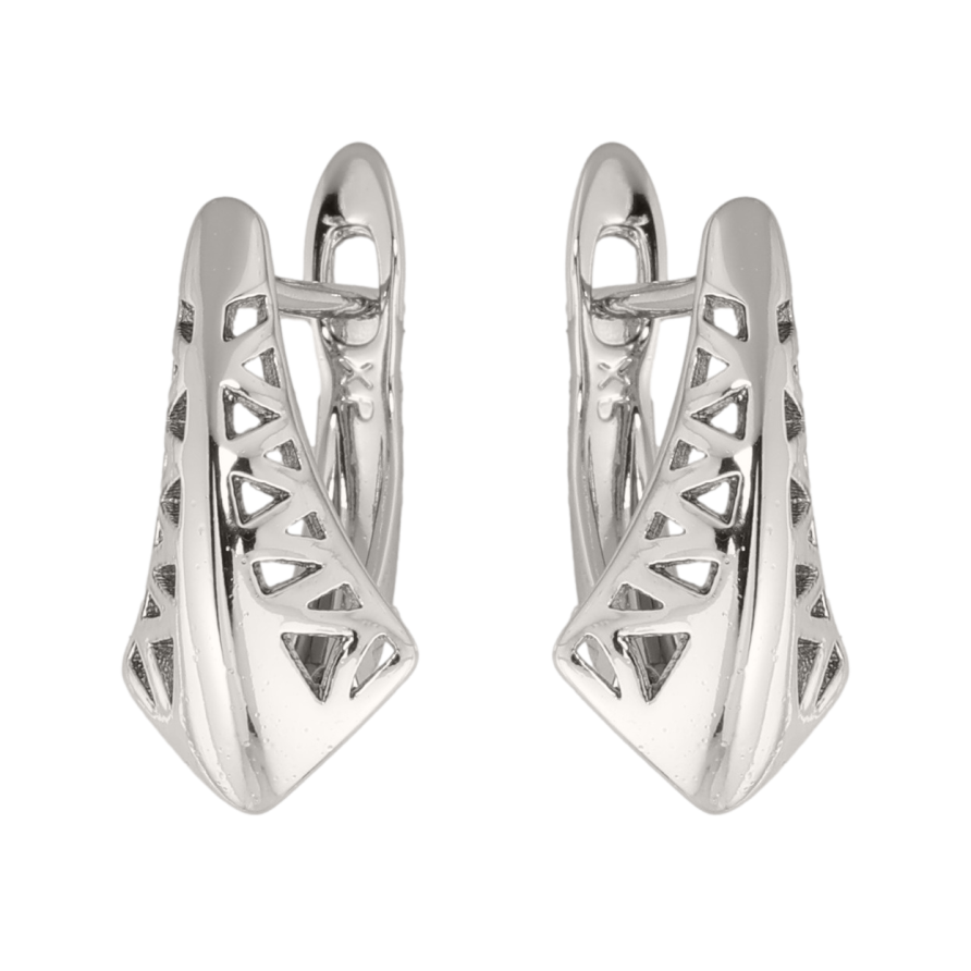 Сережки Xuping колір Родій англійська застібка Декоративний візерунок фото №1