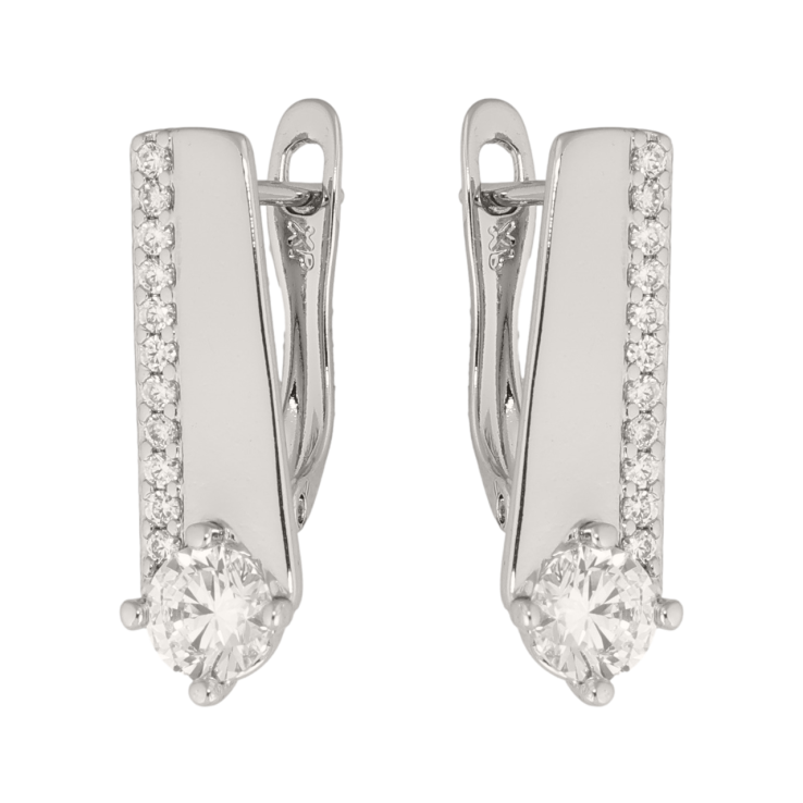 Сережки Xuping колір Родій англійська застібка Візерунок з кристалами фото №13