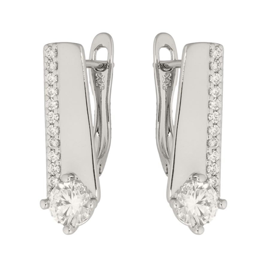 Сережки Xuping колір Родій англійська застібка Візерунок з кристалами фото №1