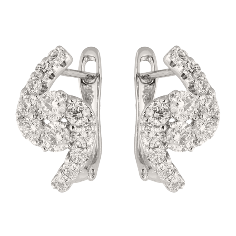 Сережки Xuping колір Родій англійська застібка Візерунок з кристалами фото №1