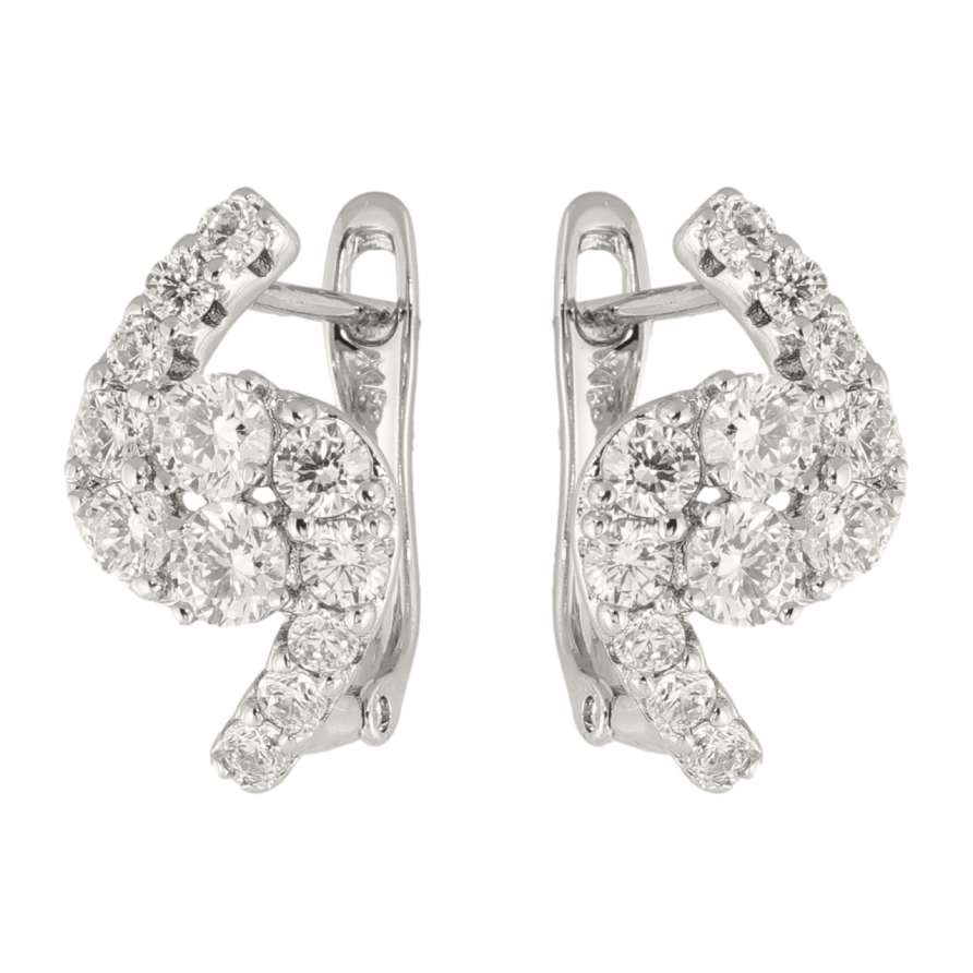 Сережки Xuping колір Родій англійська застібка Візерунок з кристалами фото №1