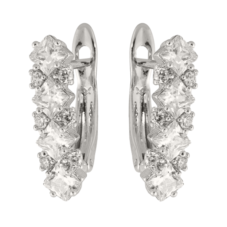 Сережки Xuping колір Родій англійська застібка Візерунок з кристалами фото №8