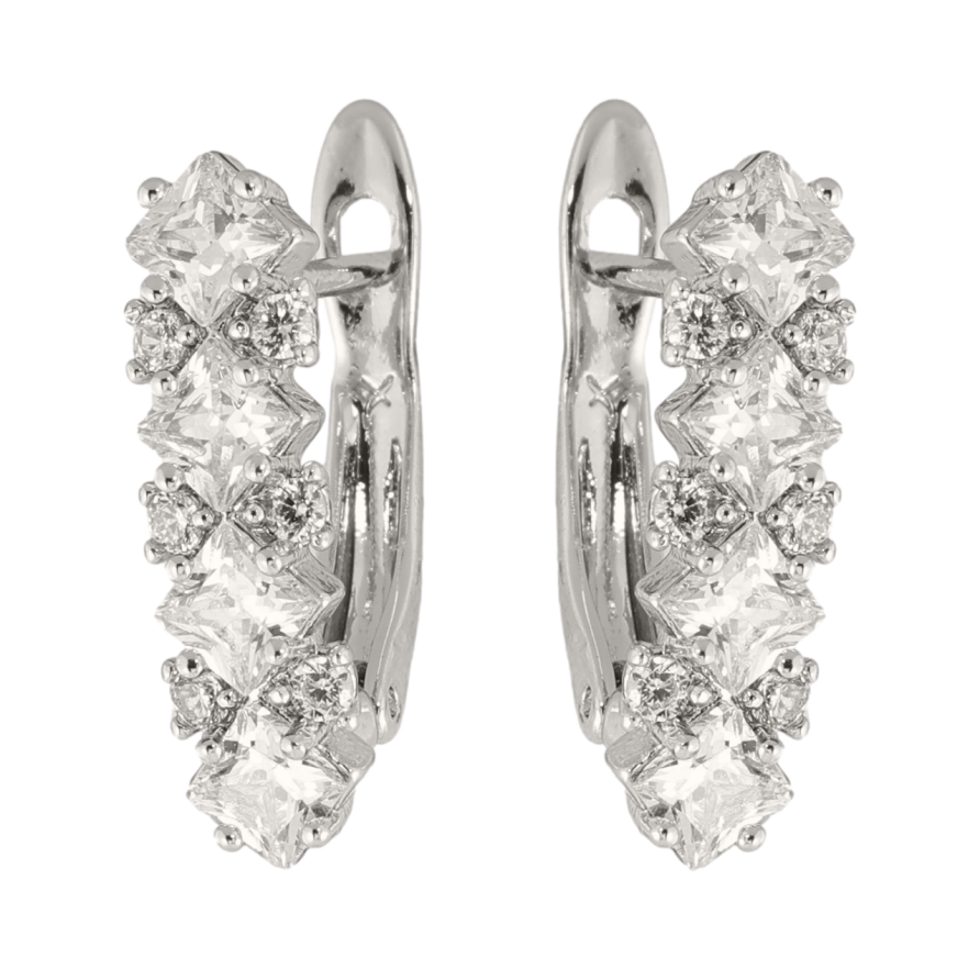 Сережки Xuping колір Родій англійська застібка Візерунок з кристалами фото №1