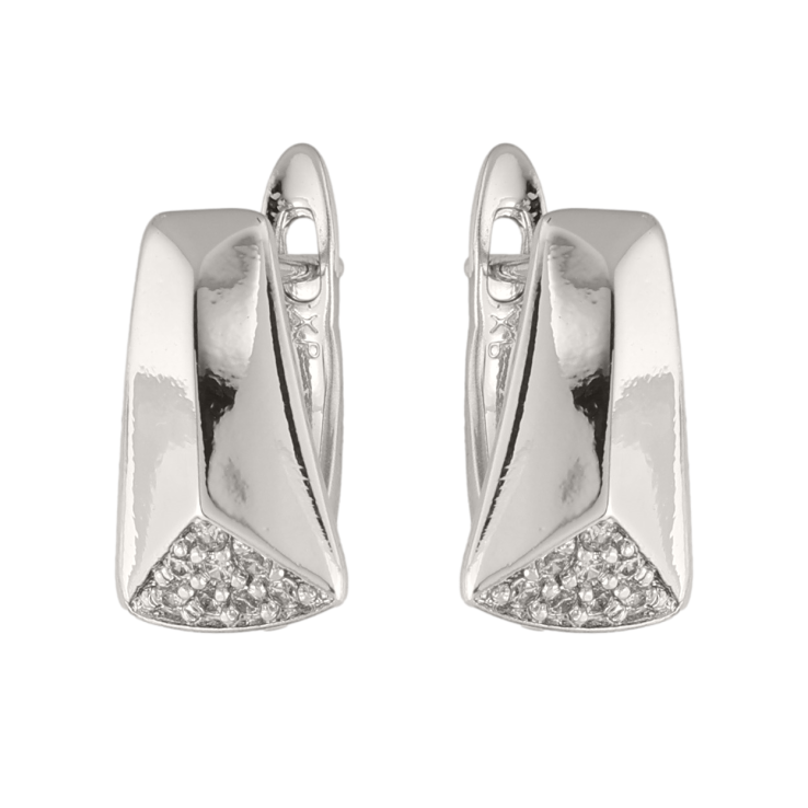 Сережки Xuping колір Родій англійська застібка Візерунок з кристалами фото №13