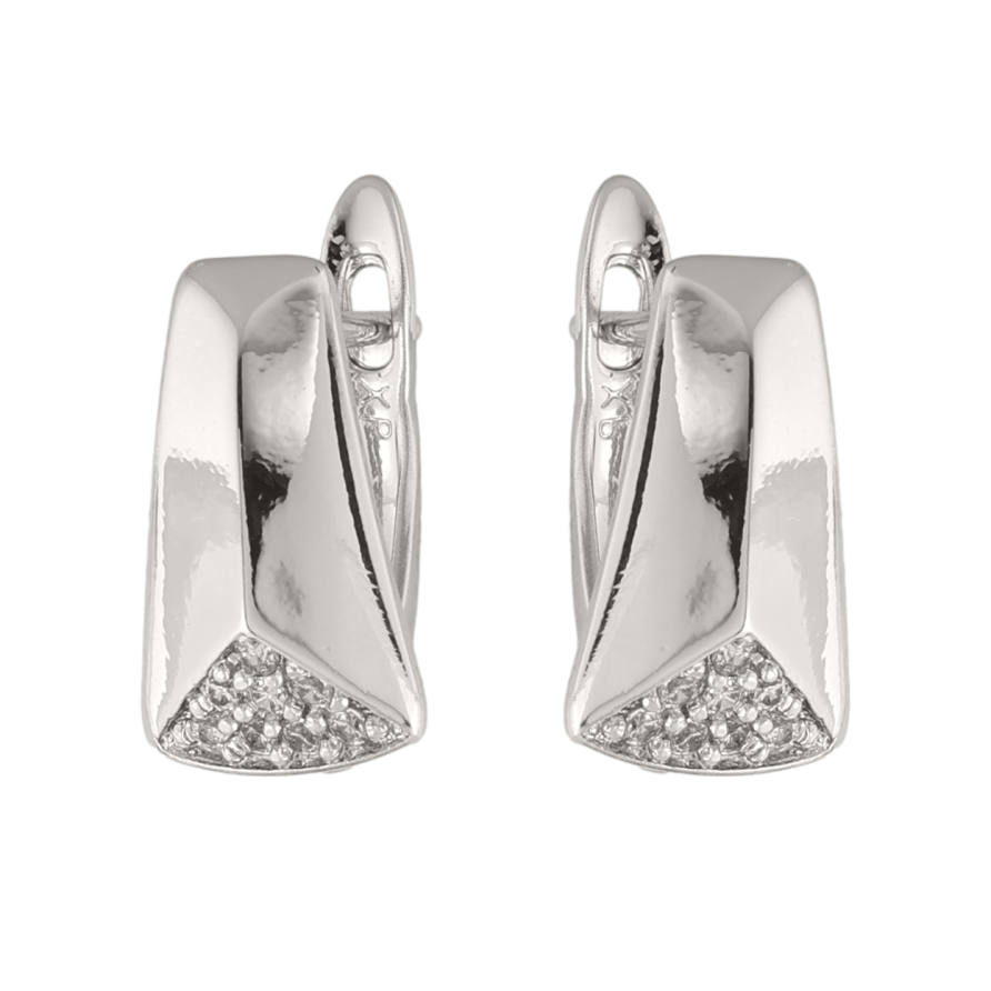 Сережки Xuping колір Родій англійська застібка Візерунок з кристалами фото №1