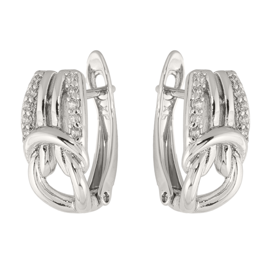 Сережки Xuping колір Родій англійська застібка Візерунок з кристалами фото №1