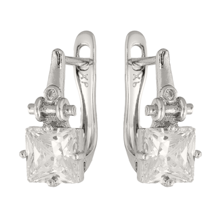 Сережки Xuping колір Родій англійська застібка Візерунок з кристалами фото №12