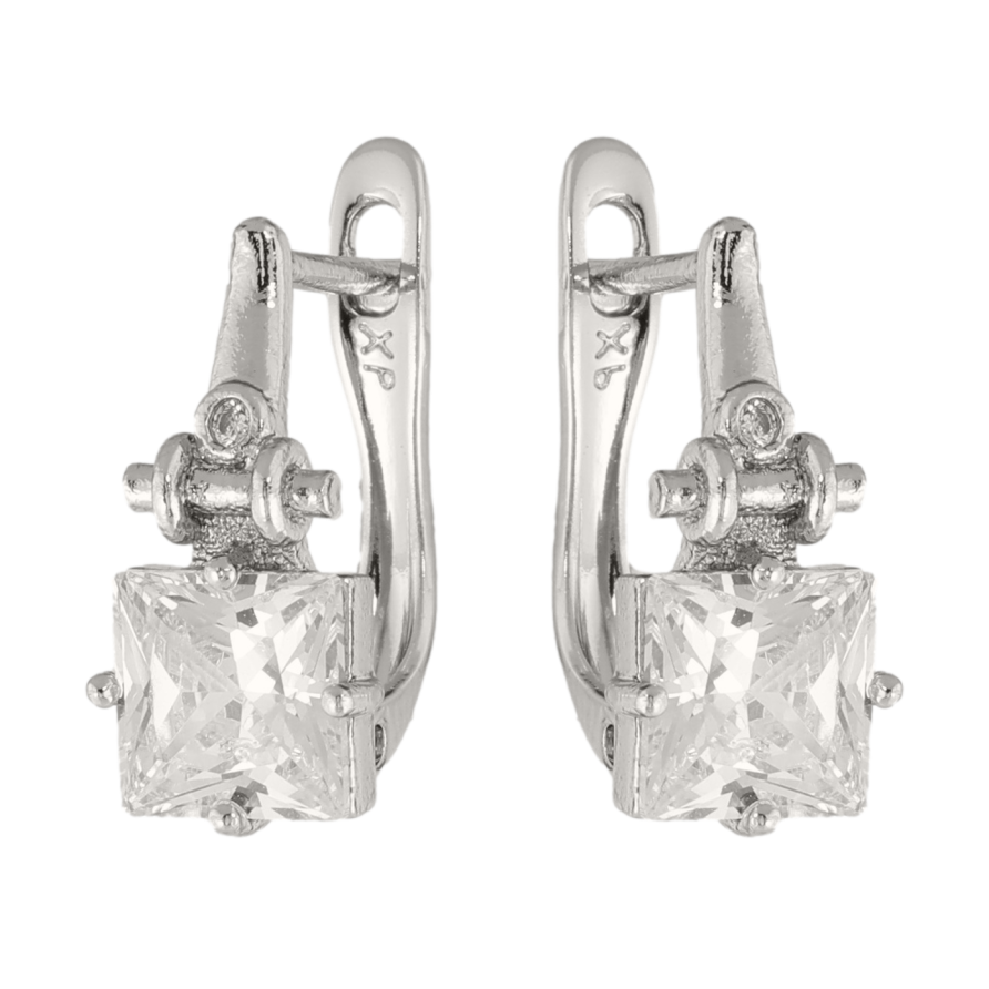 Сережки Xuping колір Родій англійська застібка Візерунок з кристалами фото №1