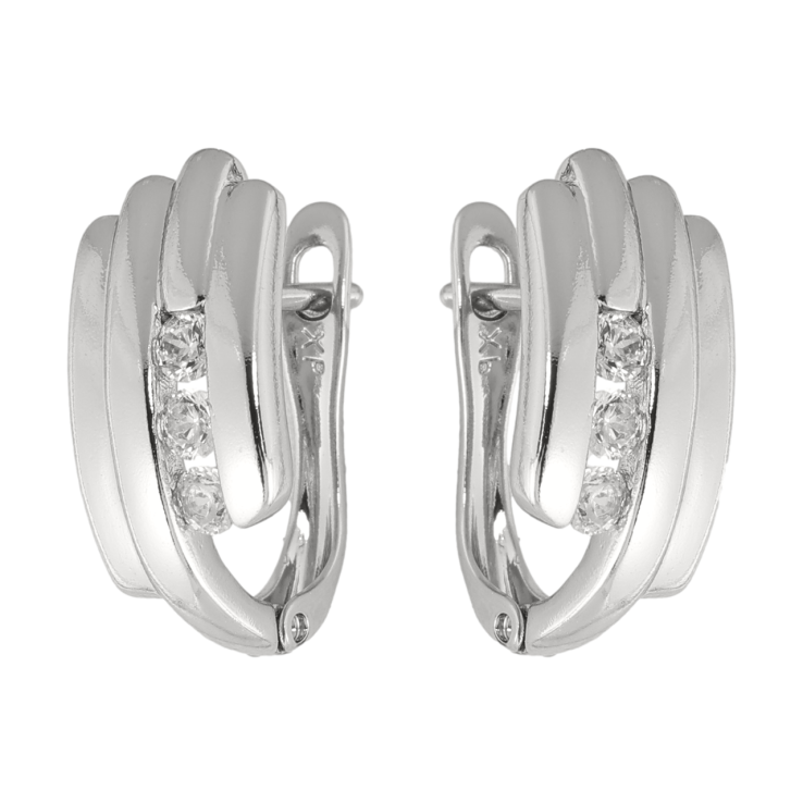 Сережки Xuping колір Родій англійська застібка Візерунок з кристалами фото №11