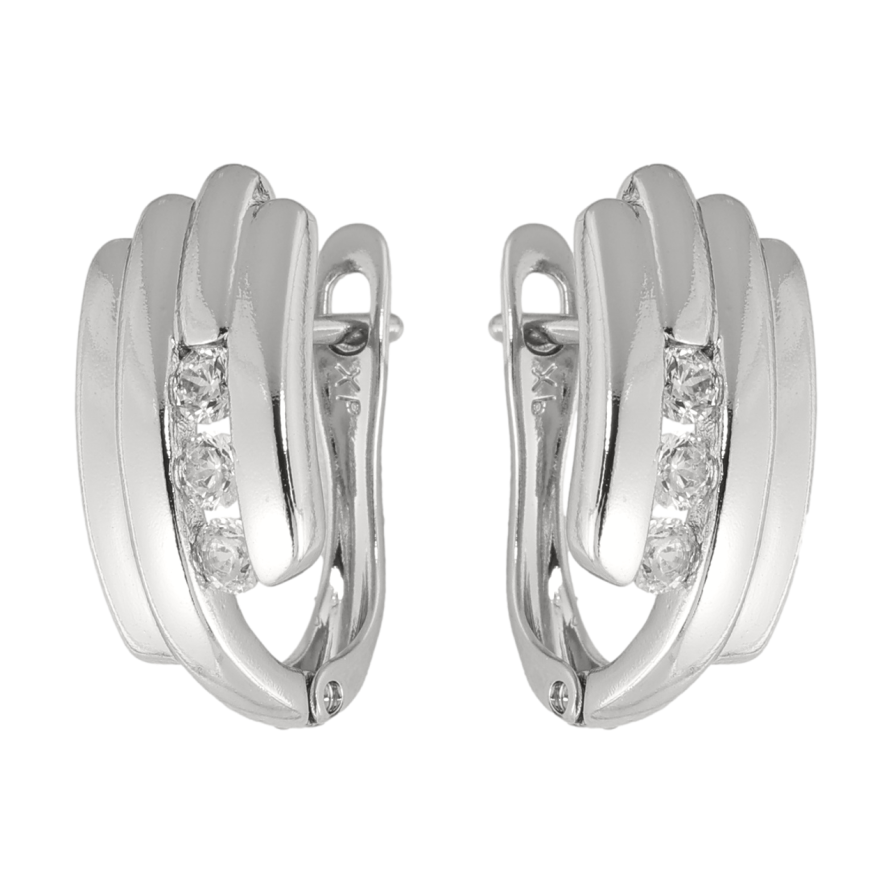 Сережки Xuping колір Родій англійська застібка Візерунок з кристалами фото №1