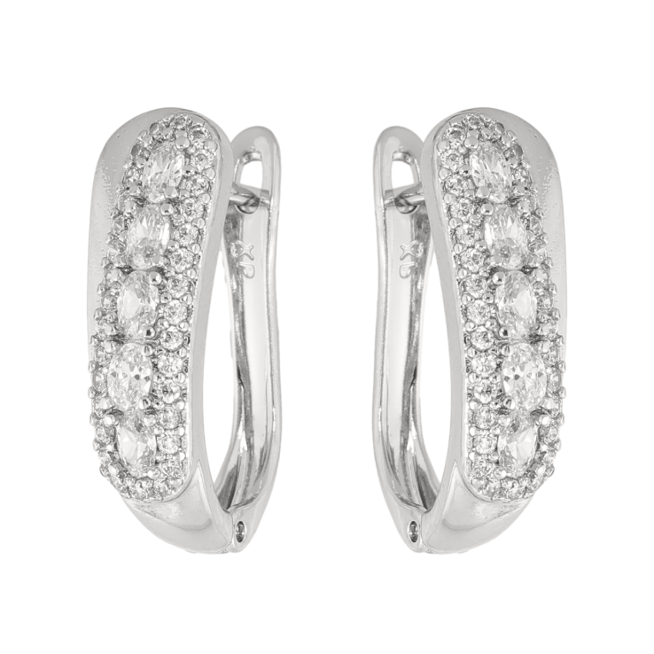 Сережки Xuping колір Родій англійська застібка Візерунок з кристалами фото №17