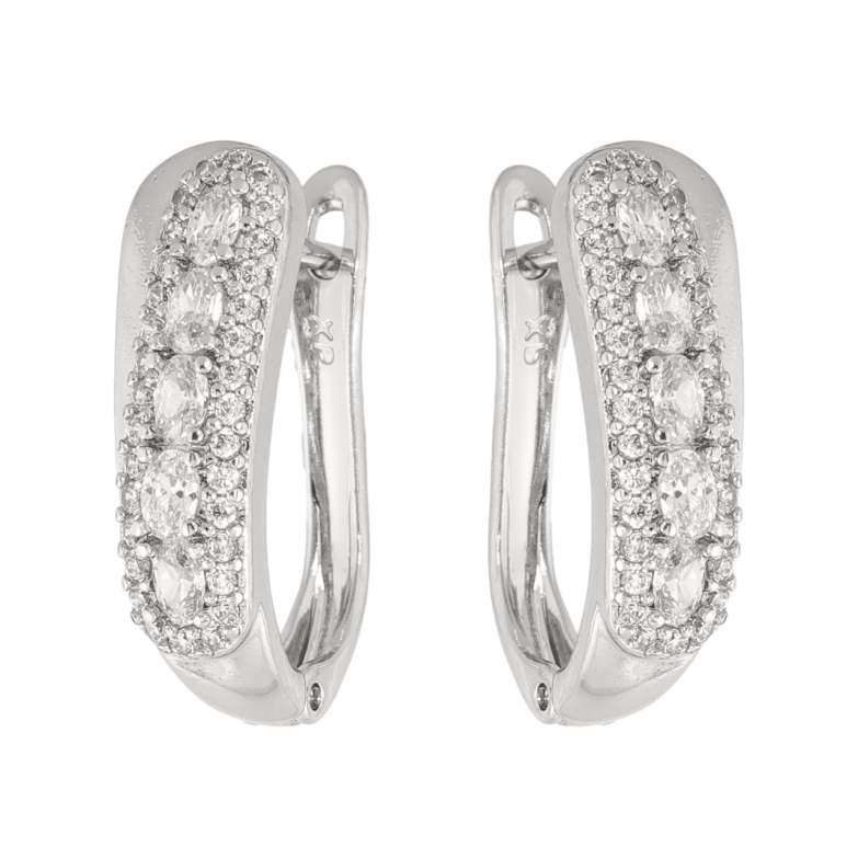 Сережки Xuping колір Родій англійська застібка Візерунок з кристалами фото №1