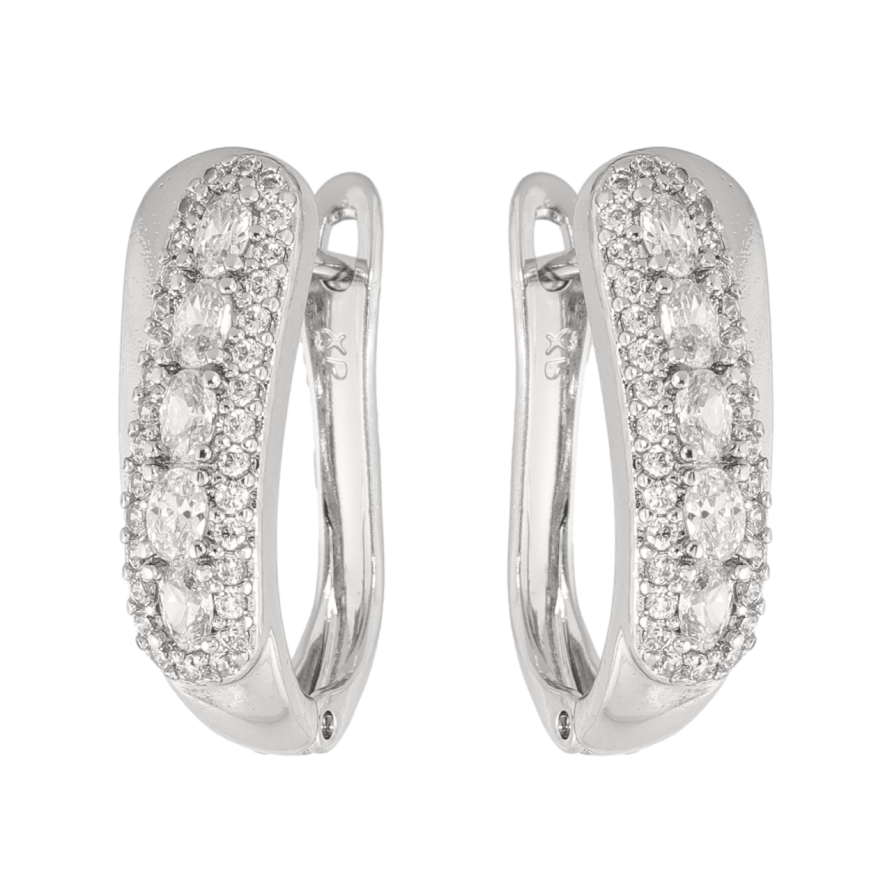 Сережки Xuping колір Родій англійська застібка Візерунок з кристалами фото №1