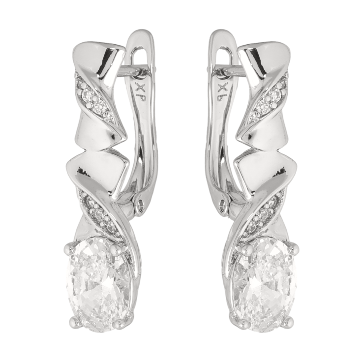 Серьги Xuping цвет Родий английский замок Декоративный узор с кристаллами фото №13