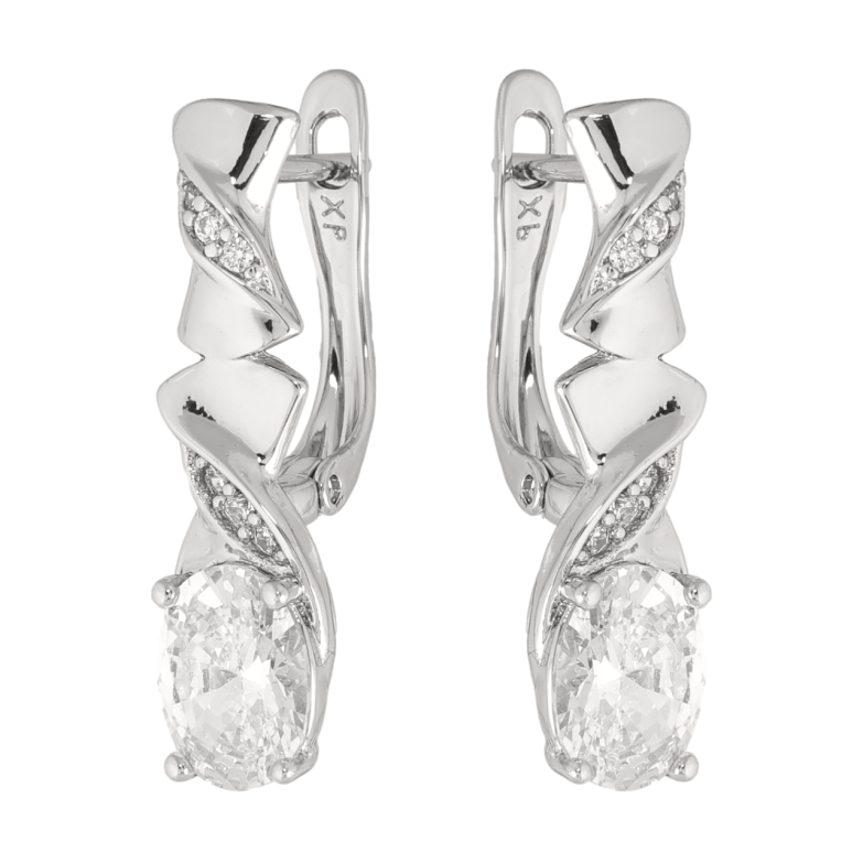 Серьги Xuping цвет Родий английский замок Декоративный узор с кристаллами фото №1