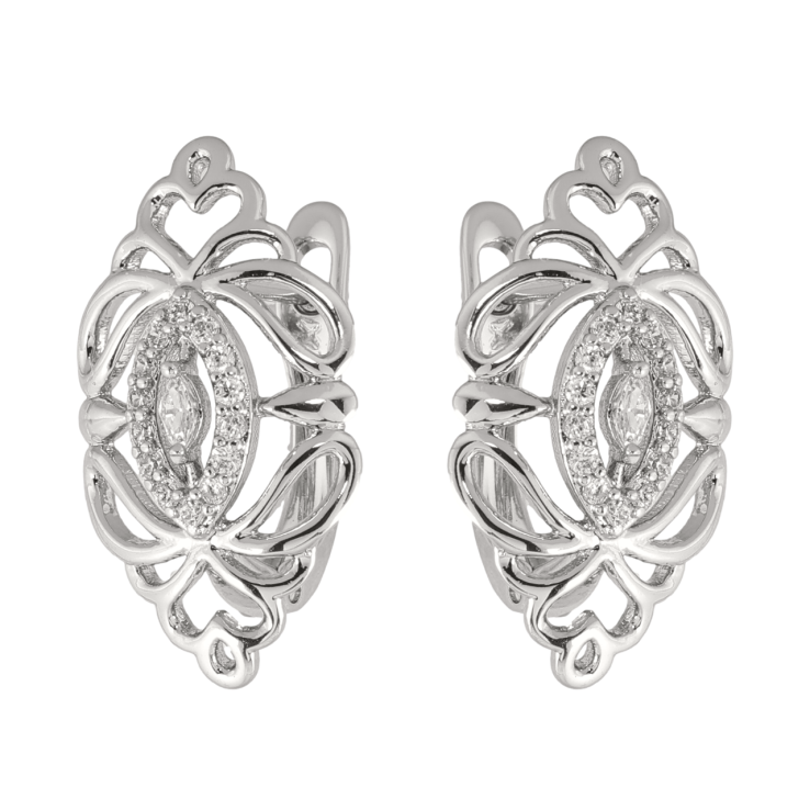 Сережки Xuping колір Родій англійська застібка Візерунок з кристалами фото №14