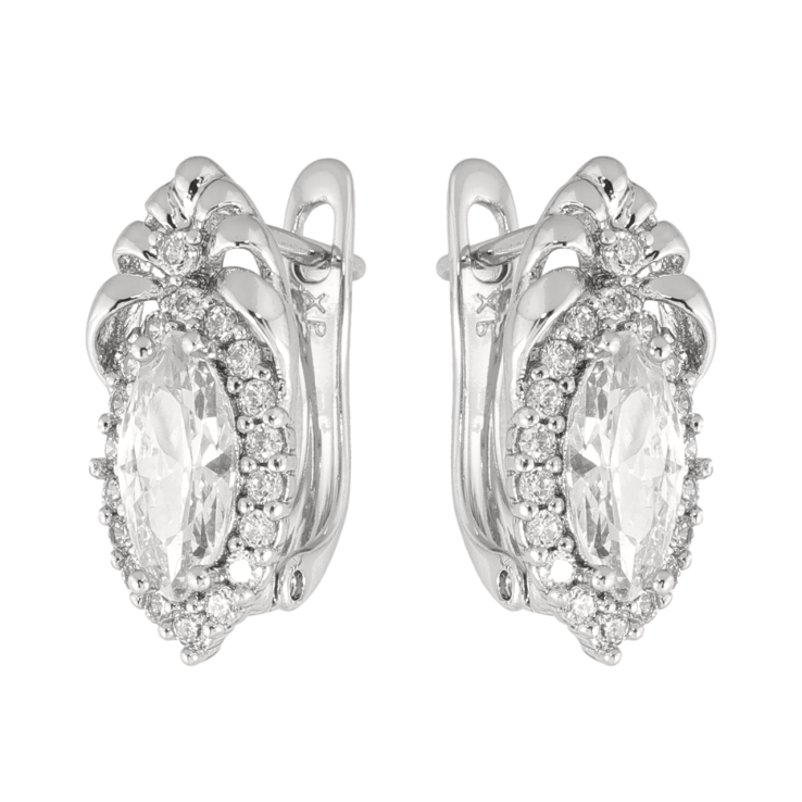 Сережки Xuping колір Родій англійська застібка Візерунок з кристалами фото №11