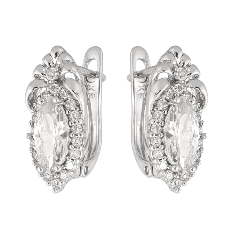 Сережки Xuping колір Родій англійська застібка Візерунок з кристалами фото №1