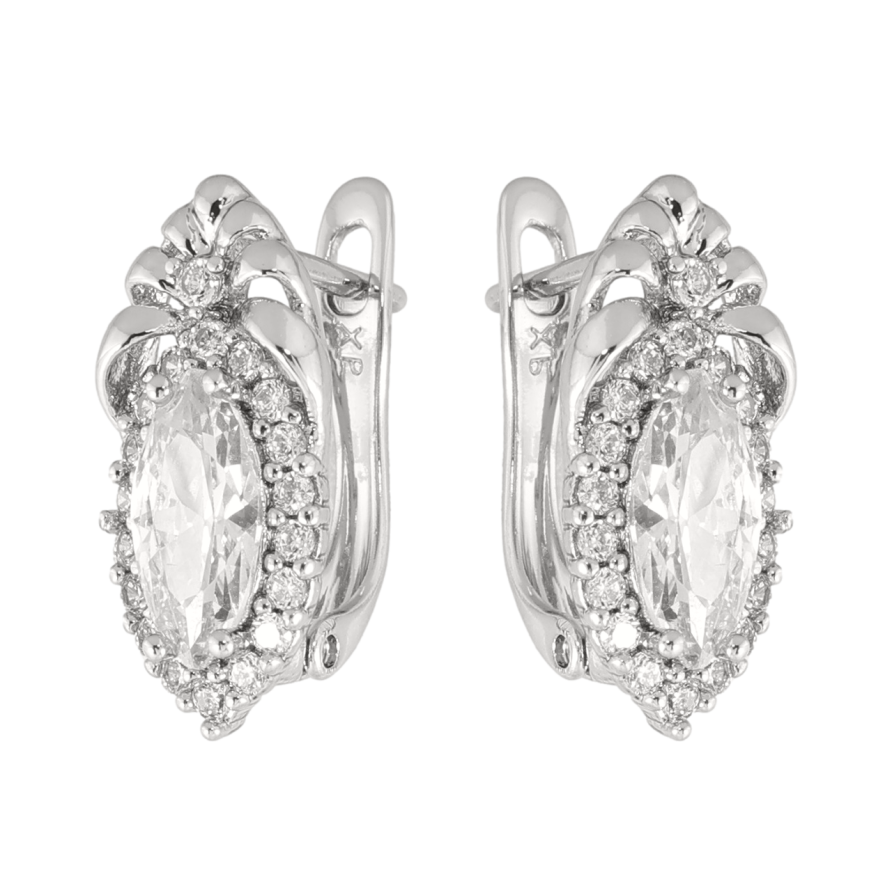 Сережки Xuping колір Родій англійська застібка Візерунок з кристалами фото №1