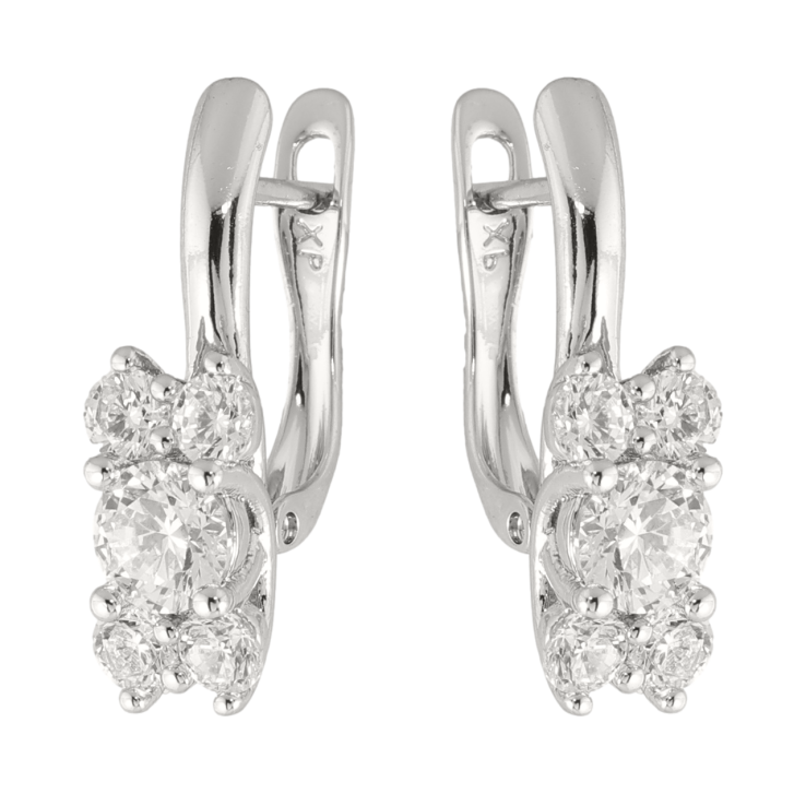 Сережки Xuping колір Родій англійська застібка Візерунок з кристалами фото №9