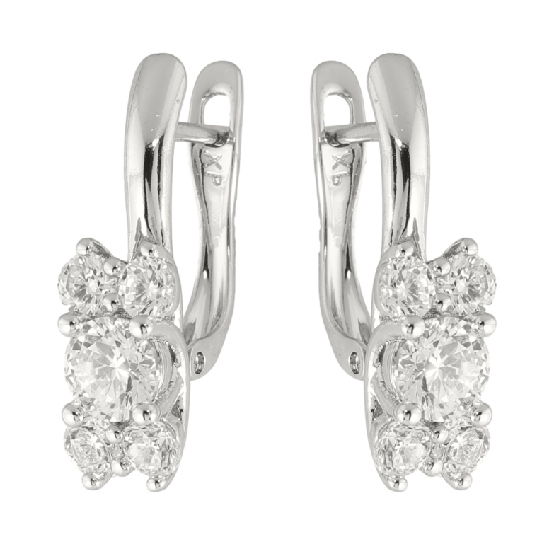 Серьги Xuping цвет Родий английский замок Узор с кристаллами фото №1