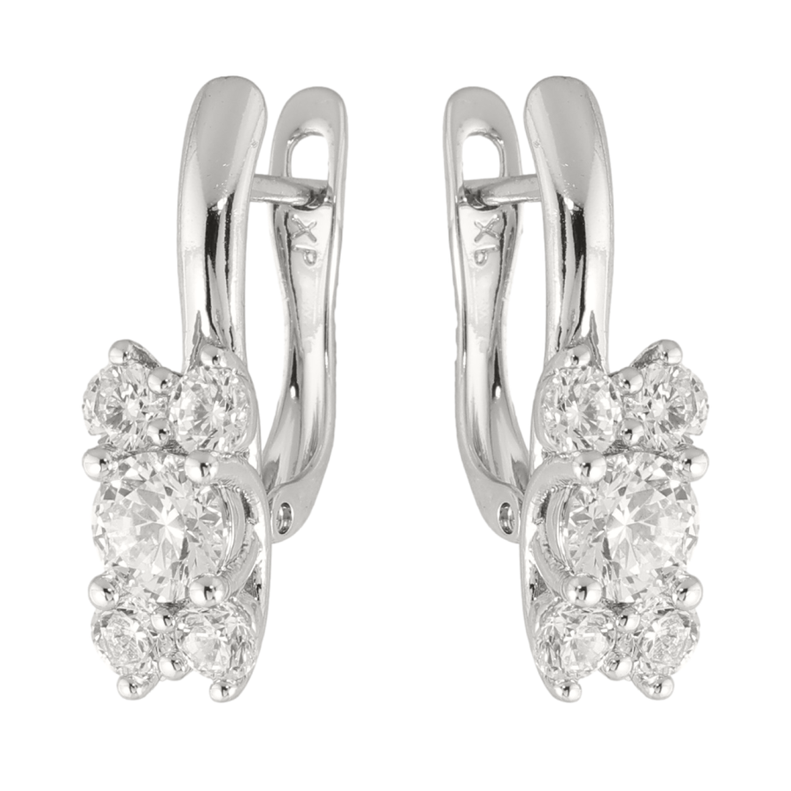 Сережки Xuping колір Родій англійська застібка Візерунок з кристалами фото №1