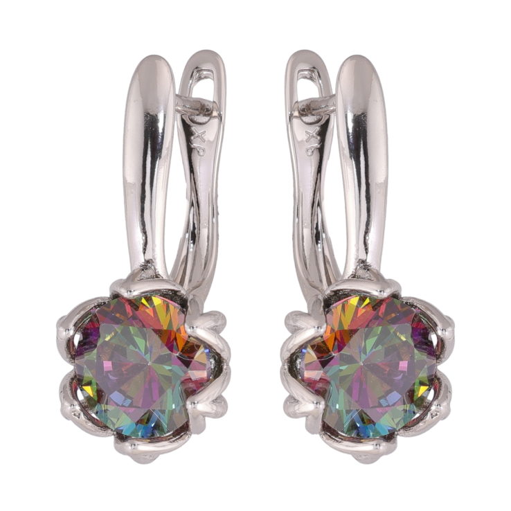 Сережки Xuping колір Родій англійська застібка Бутони з кристалами хамелеон фото №16