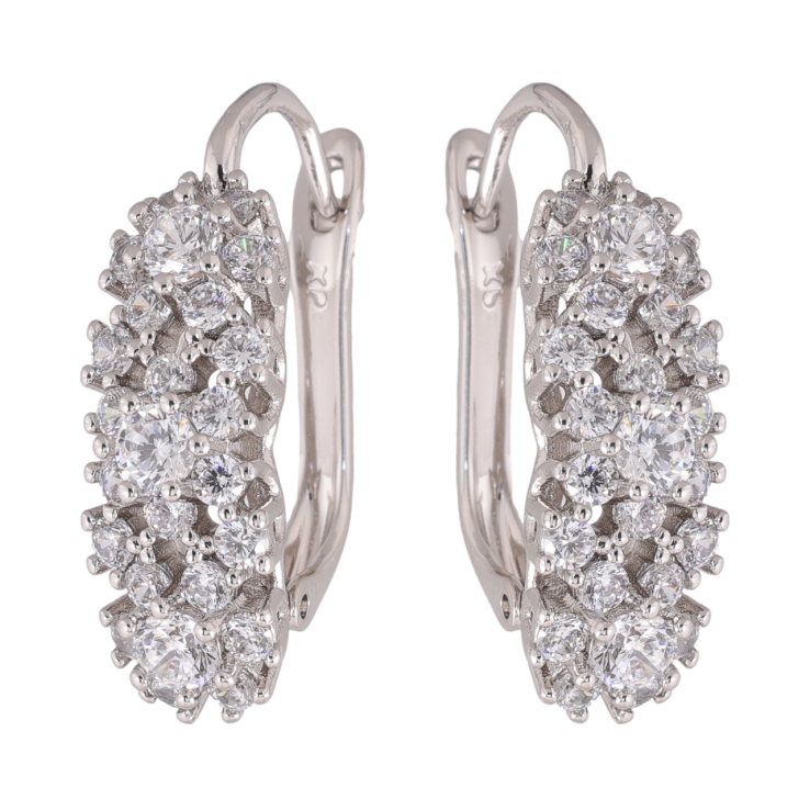 Сережки Xuping колір Родій англійська застібка Інкрустація кристалами фото №4