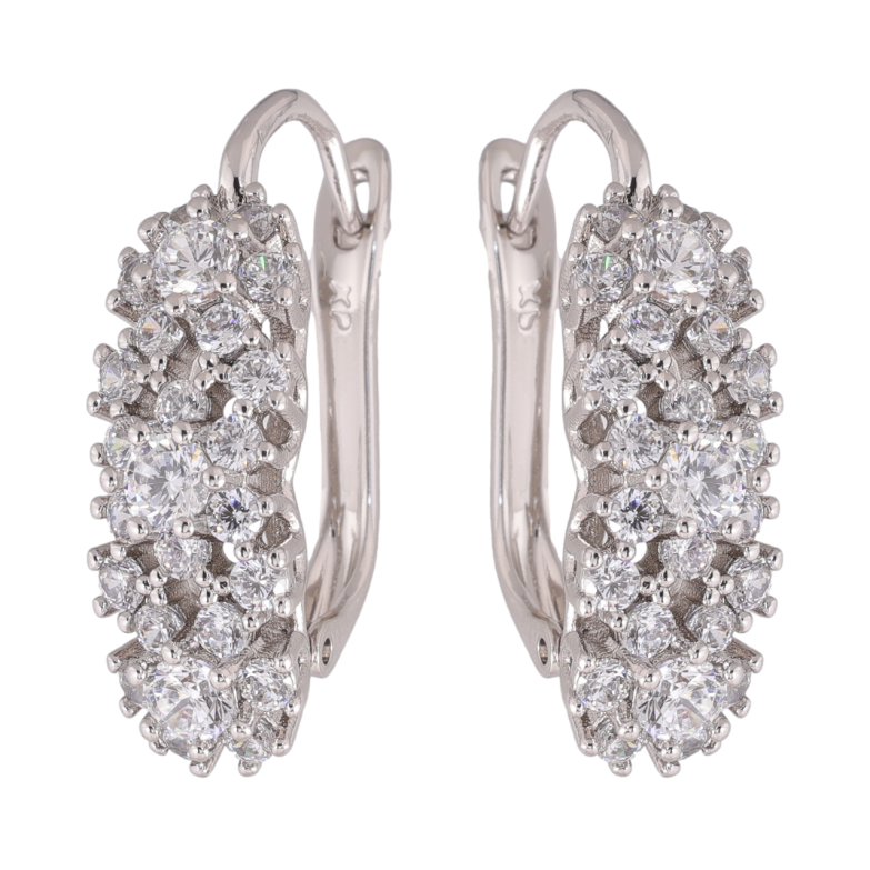 Сережки Xuping колір Родій англійська застібка Інкрустація кристалами фото №3