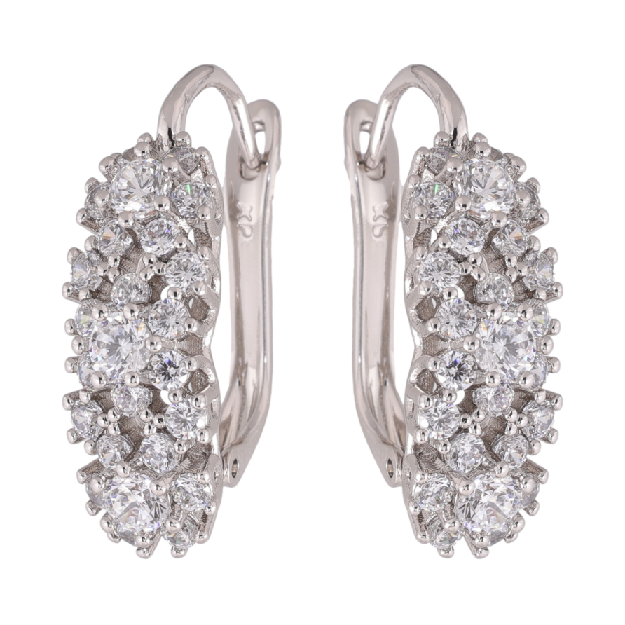 Сережки Xuping колір Родій англійська застібка Інкрустація кристалами фото №1