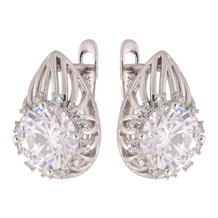 Сережки Xuping колір Родій англійська застібка Інкрустація кристалами фото №16